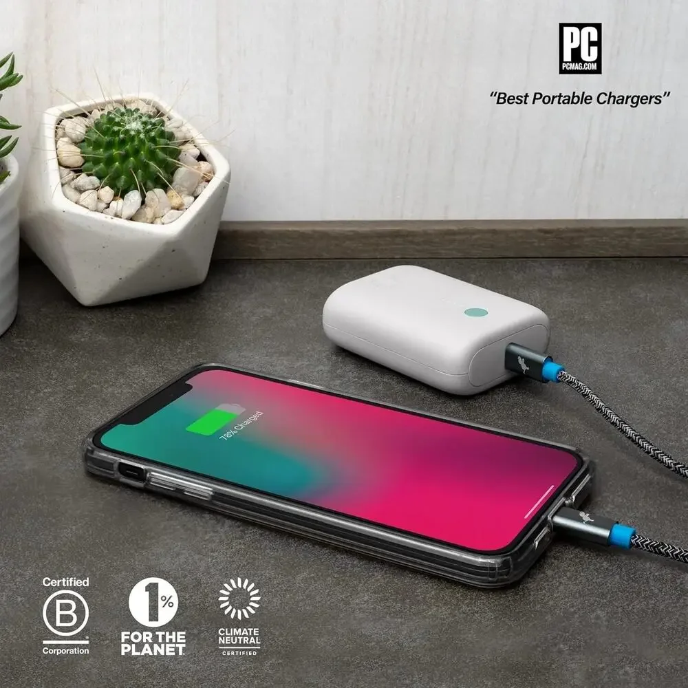 Nimble Champ Lite 5K Portable Charger, 15W USB-C Fast Charging Power Bank, White